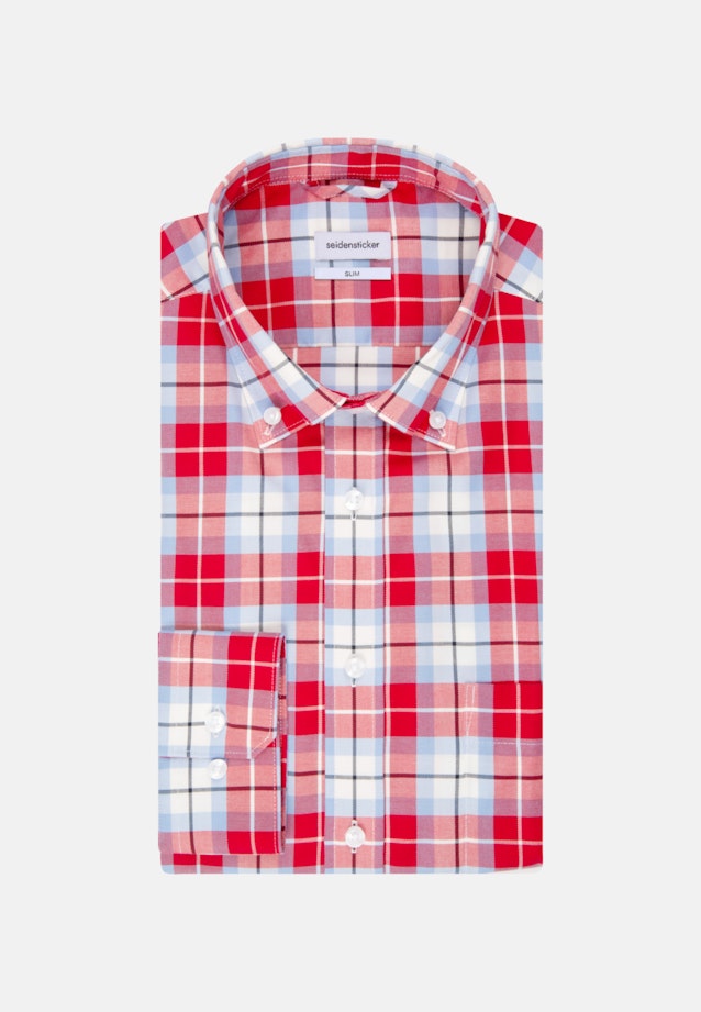 Bügelfreies Twill Business Hemd in Slim mit Button-Down-Kragen in Rot |  Seidensticker Onlineshop