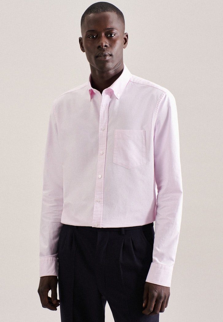 Herren Oxford Business in Regular | Button-Down-Kragen rosa/pink Hemd mit Seidensticker