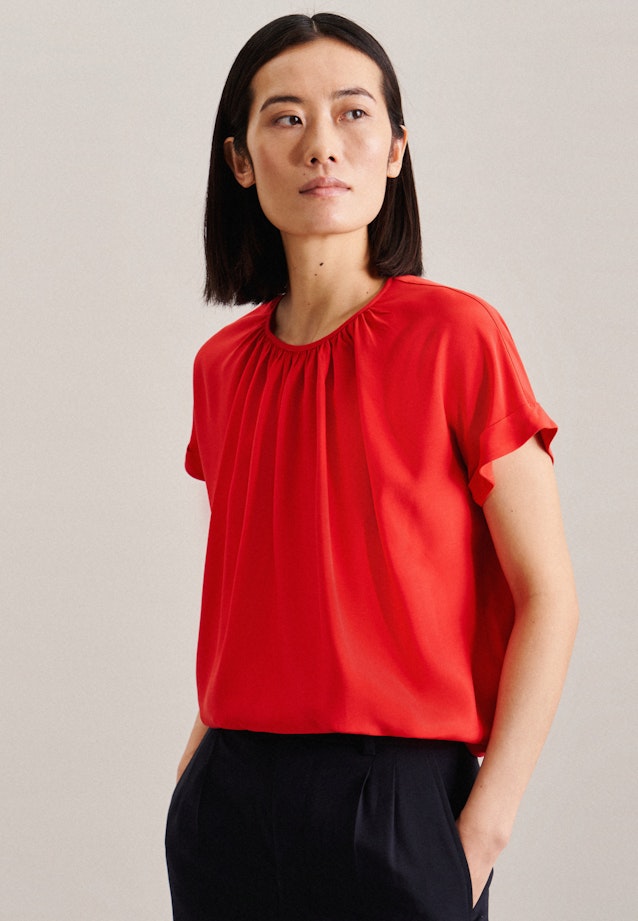 korte arm Leinwandbindung Shirtblouse in Rood |  Seidensticker Onlineshop