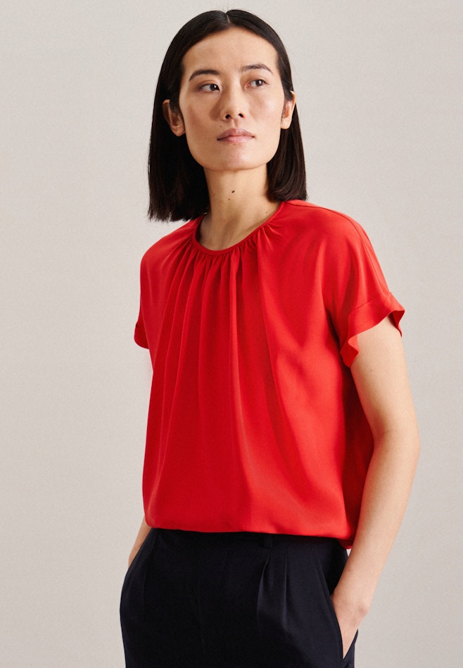 Kurzarm Leinwandbindung Shirtbluse in Rot | Seidensticker Onlineshop