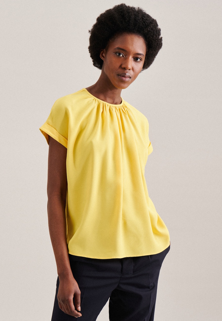 Rundhals Shirtbluse Regular in Gelb |  Seidensticker Onlineshop