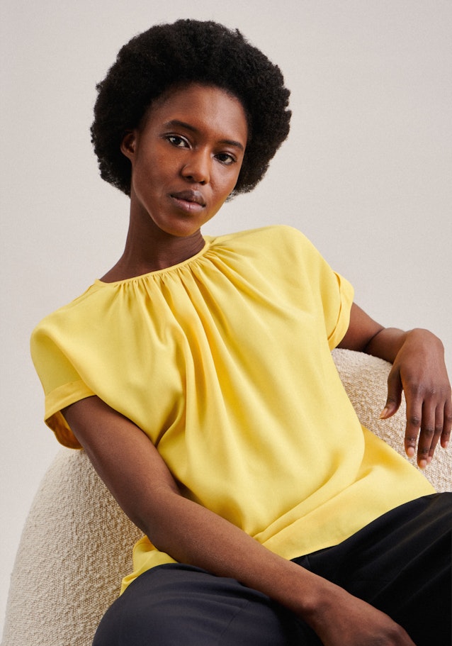 Kurzarm Leinwandbindung Shirtbluse in Gelb |  Seidensticker Onlineshop