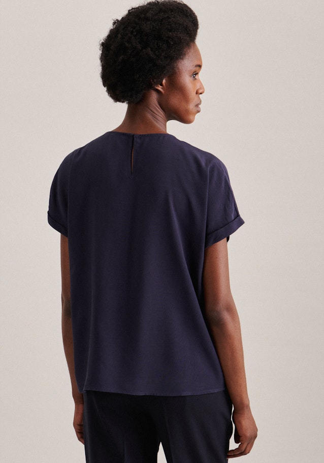 korte arm Leinwandbindung Shirtblouse in Donkerblauw | Seidensticker Onlineshop