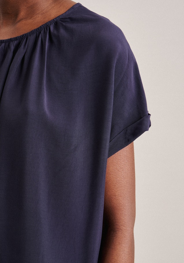 korte arm Leinwandbindung Shirtblouse in Donkerblauw |  Seidensticker Onlineshop