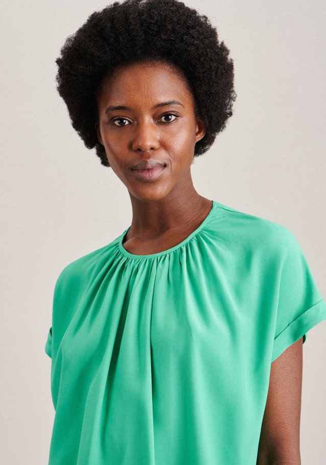 korte arm Leinwandbindung Shirtblouse in Groen |  Seidensticker Onlineshop