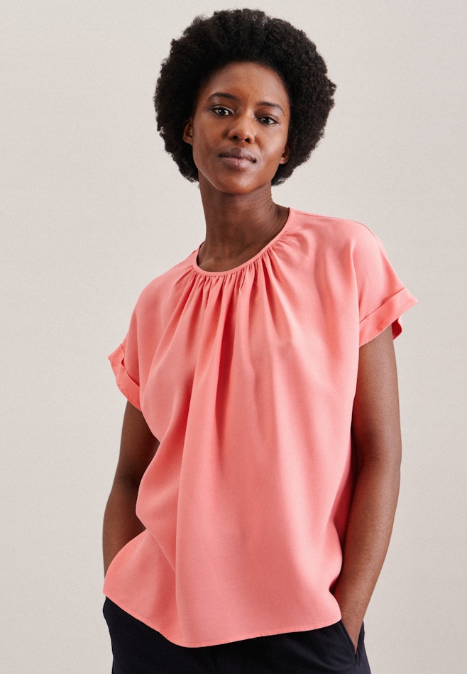 korte arm Leinwandbindung Shirtblouse in Roze/Pink | Seidensticker online winkel