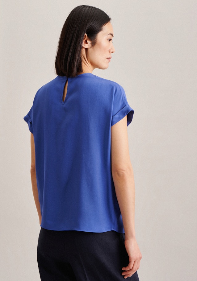 korte arm Leinwandbindung Shirtblouse in Middelmatig Blauw | Seidensticker Onlineshop