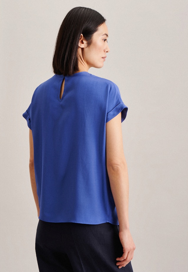 korte arm Leinwandbindung Shirtblouse in Middelmatig Blauw | Seidensticker Onlineshop
