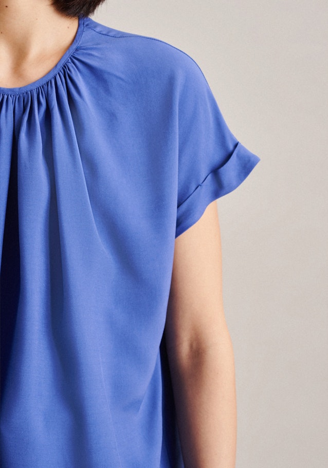 Kurzarm Leinwandbindung Shirtbluse in Mittelblau |  Seidensticker Onlineshop