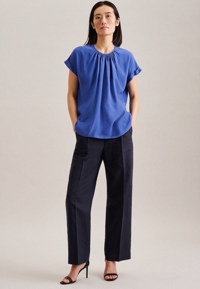 Short sleeve Plain weave Shirt Blouse in Medium Blue |  Seidensticker Onlineshop