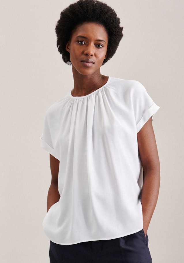 Rundhals Shirtbluse Regular in Weiß | Seidensticker Onlineshop