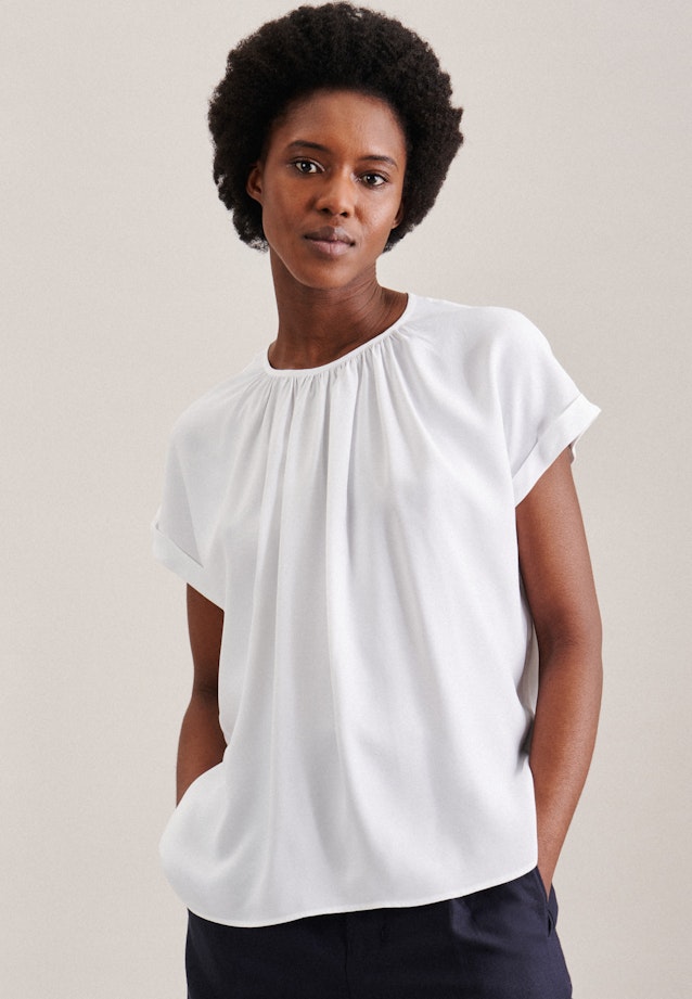 Short sleeve Plain weave Shirt Blouse in White |  Seidensticker Onlineshop