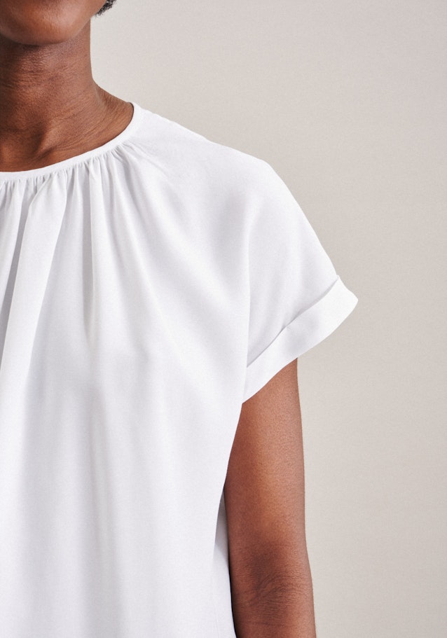 korte arm Leinwandbindung Shirtblouse in Wit |  Seidensticker Onlineshop