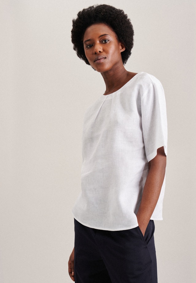 Rundhals Shirtbluse Regular in Weiß |  Seidensticker Onlineshop