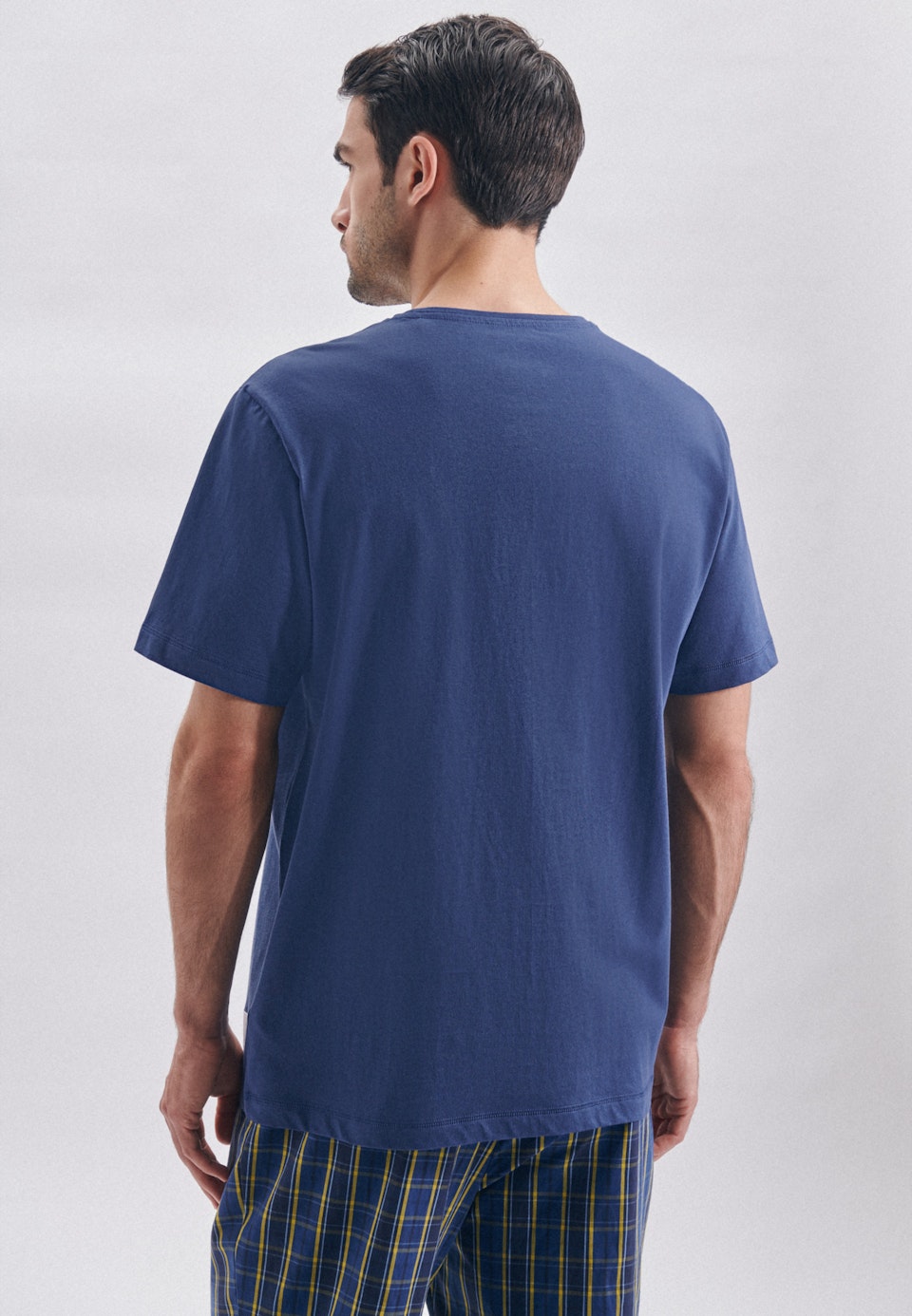 Pyjama Oberteil aus 100% Baumwolle in Mittelblau |  Seidensticker Onlineshop