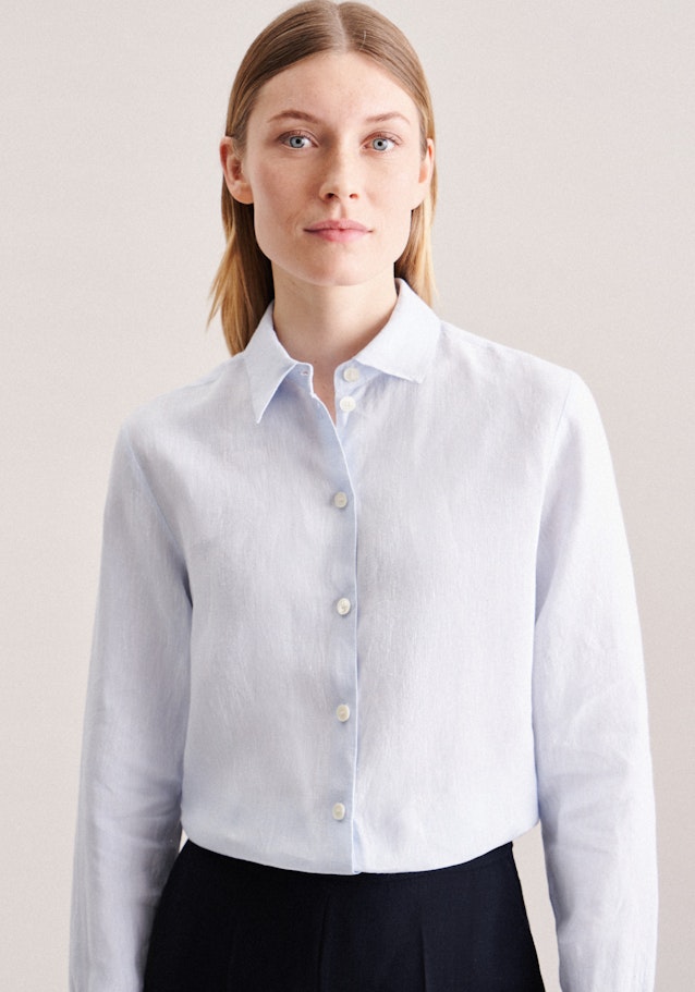 Long sleeve Linen Shirt Blouse in Light Blue |  Seidensticker Onlineshop