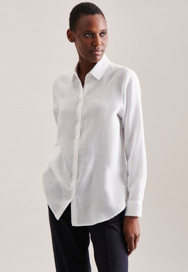 Long sleeve Linen Shirt Blouse in White | Seidensticker Onlineshop