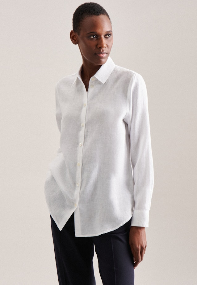 Long sleeve Linen Shirt Blouse in White |  Seidensticker Onlineshop