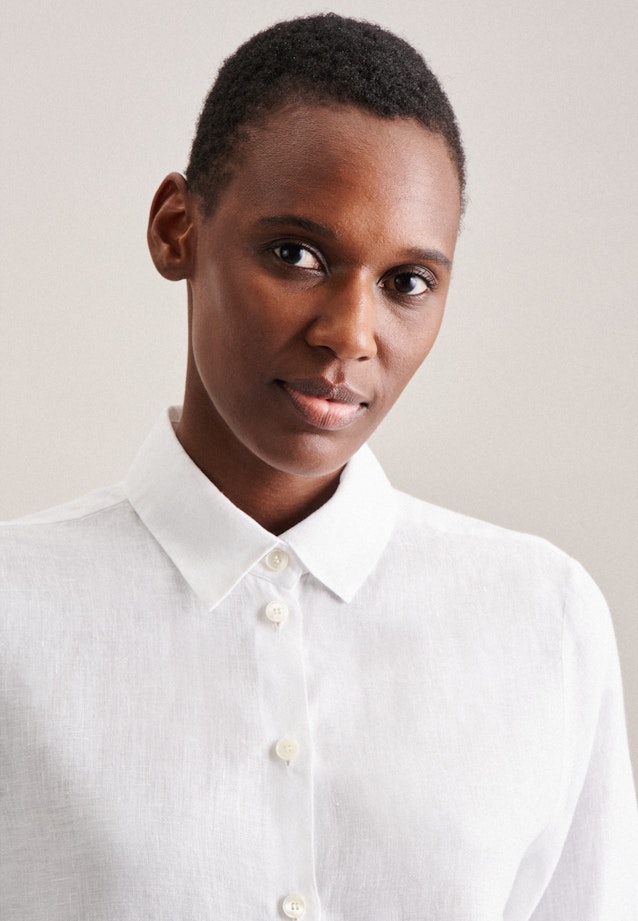 Long sleeve Linen Shirt Blouse in White |  Seidensticker Onlineshop