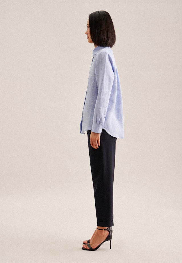 Long sleeve Linen Shirt Blouse in Medium Blue |  Seidensticker Onlineshop