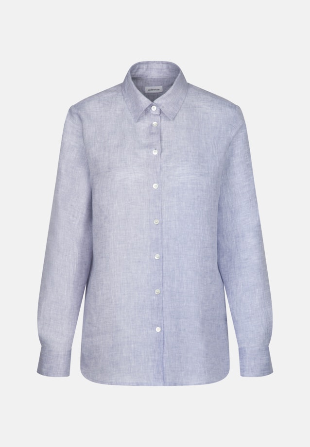 Long sleeve Linen Shirt Blouse in Medium Blue |  Seidensticker Onlineshop