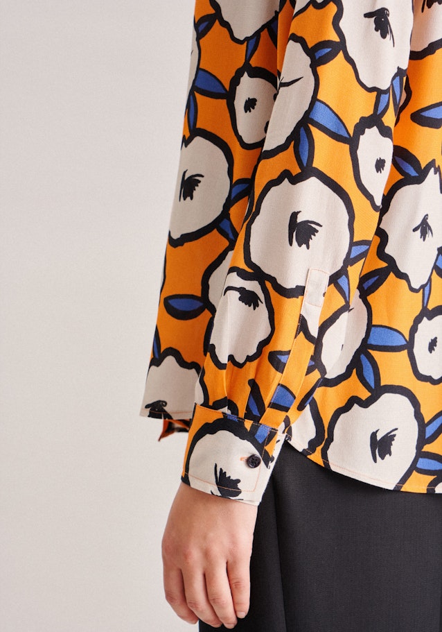Long sleeve Crepe Tie-Neck Blouse in Orange |  Seidensticker Onlineshop