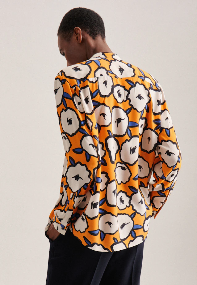 Stand collar blouse Print in Orange |  Seidensticker Onlineshop