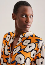 Stand collar blouse Print in Orange |  Seidensticker Onlineshop