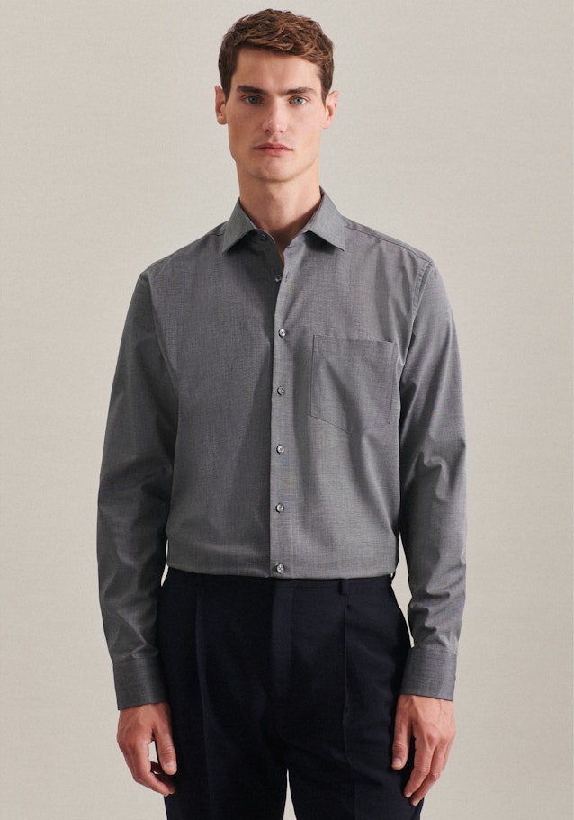 Non-iron Fil a fil Business Shirt in Comfort with Kent-Collar in Grey | Seidensticker Onlineshop