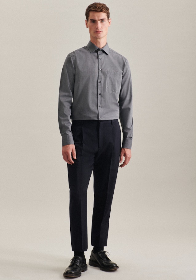 Non-iron Fil a fil Business Shirt in Comfort with Kent-Collar in Grey |  Seidensticker Onlineshop