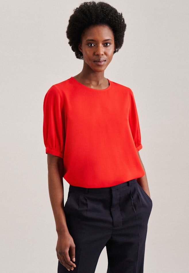 Short sleeve Crepe Shirt Blouse in Red | Seidensticker Onlineshop