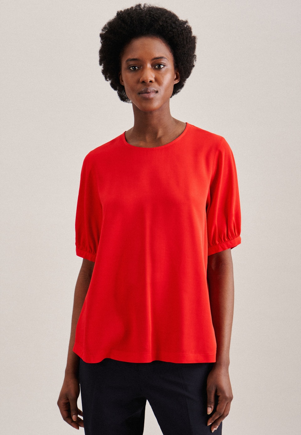 Rundhals Shirtbluse Regular Fit in Rot |  Seidensticker Onlineshop