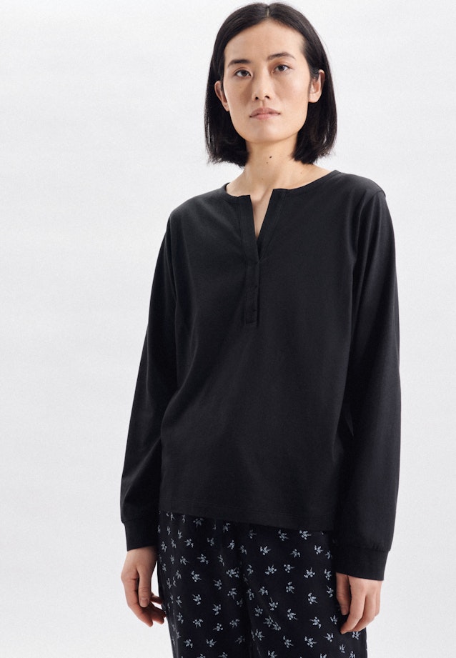 V-Ausschnitt Pyjama Top in Black |  Seidensticker Onlineshop
