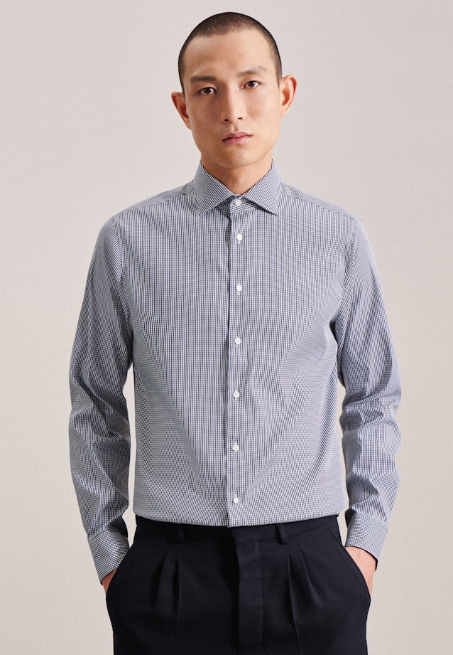 Regular Performance shirt Check in Dark Blue |  Seidensticker Onlineshop