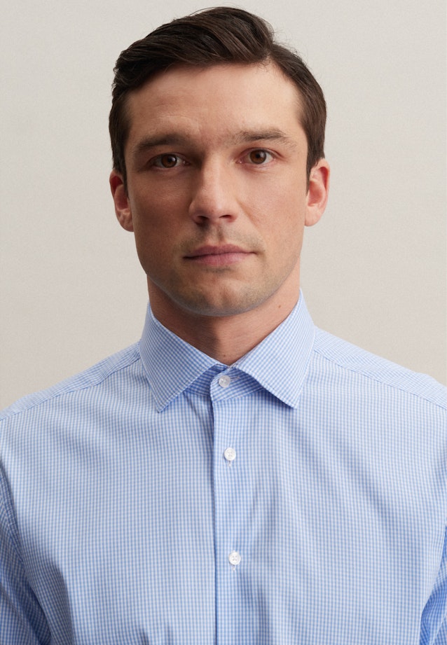 Regular Chemise Performance carreaux in Bleu Clair |  Seidensticker Onlineshop