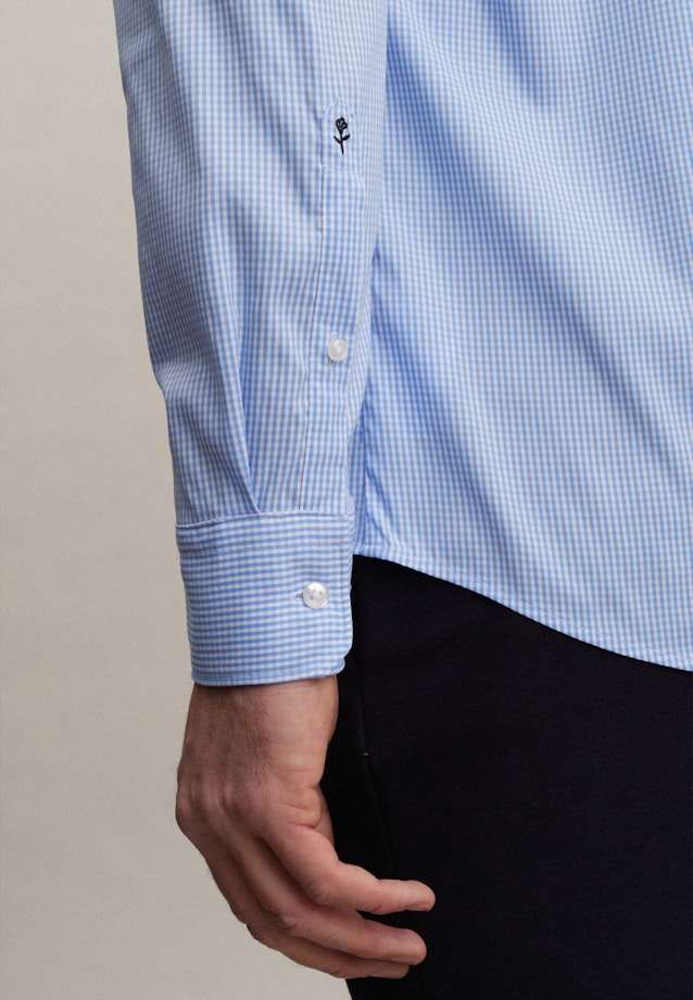 Regular Chemise Performance carreaux in Bleu Clair |  Seidensticker Onlineshop