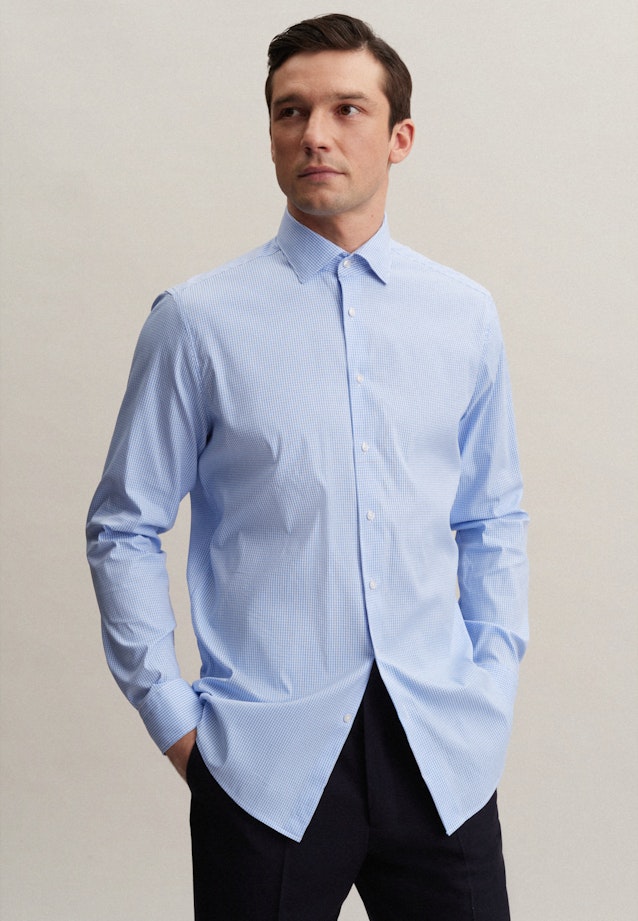 Regular Chemise Performance carreaux in Bleu Clair |  Seidensticker Onlineshop