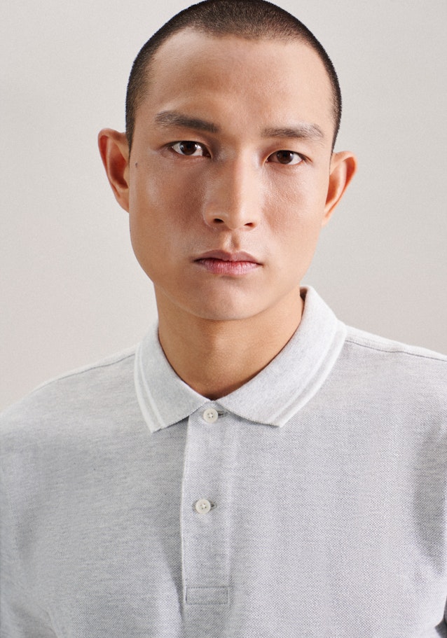 Gerader Schnitt (Normal-Fit) Polo-Shirt Uni in Grau | Seidensticker Onlineshop