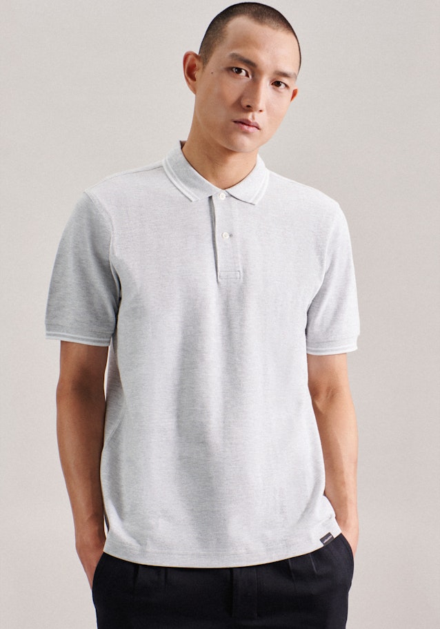 Gerader Schnitt (Normal-Fit) Polo-Shirt Uni in Grau | Seidensticker Onlineshop
