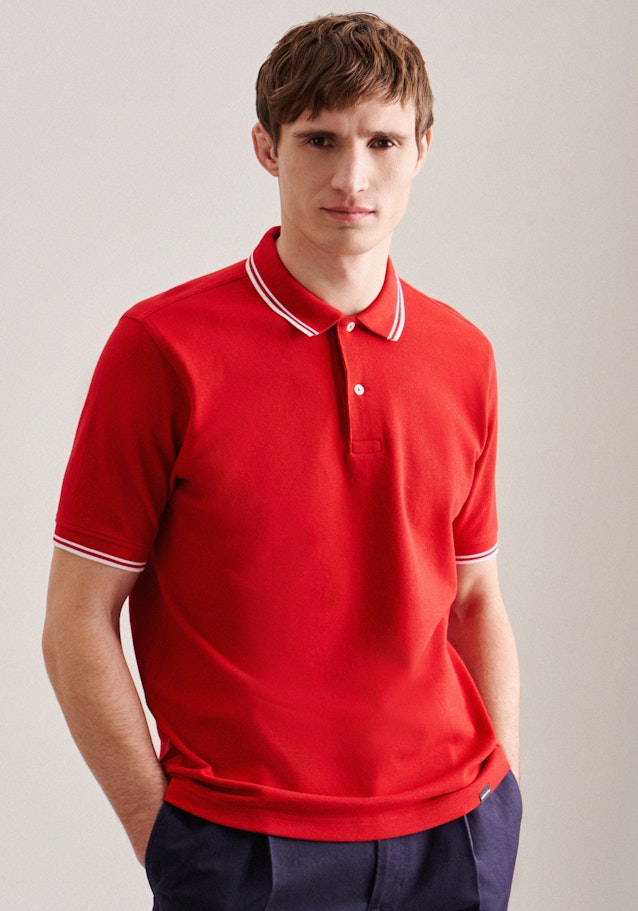 Kragen Polo-Shirt Gerader Schnitt (Normal-Fit) in Rot | Seidensticker Onlineshop