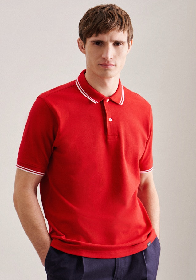 Gerader Schnitt (Normal-Fit) Polo-Shirt Uni in Rot | Seidensticker Onlineshop