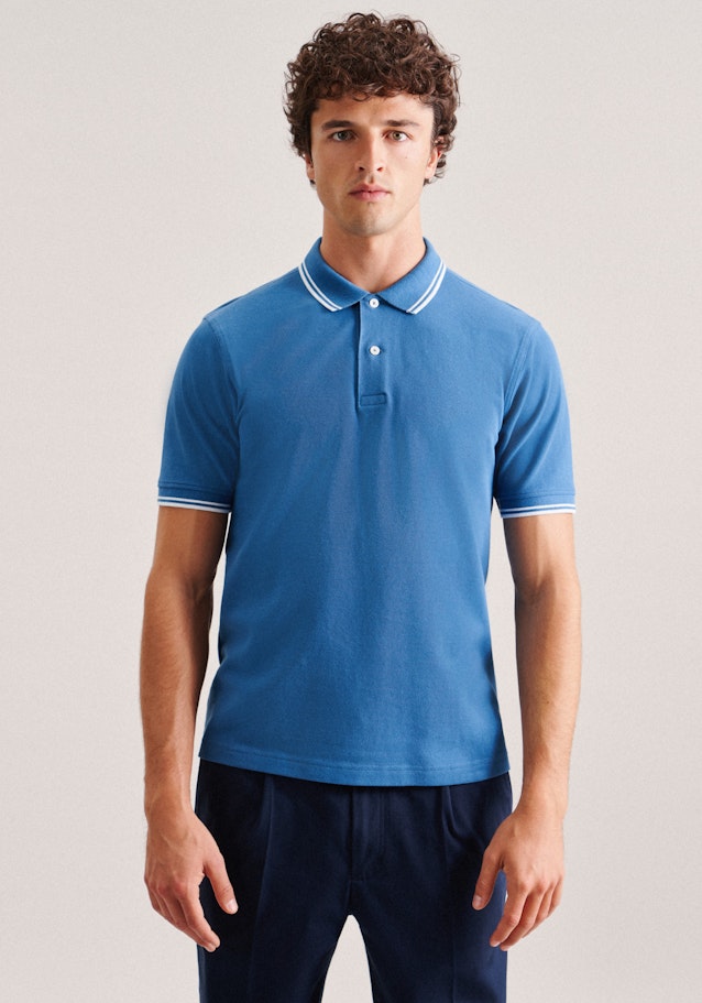 Kraag Polo-Shirt in Middelmatig Blauw | Seidensticker Onlineshop