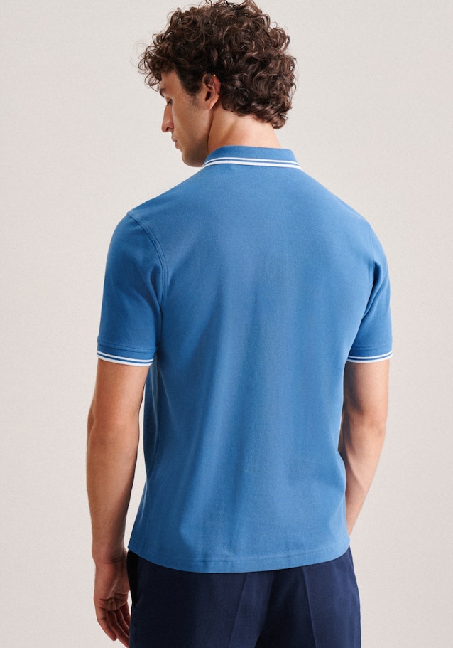 Kragen Polo-Shirt Gerader Schnitt (Normal-Fit) in Mittelblau | Seidensticker Onlineshop