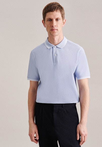Gerader Schnitt (Normal-Fit) Polo-Shirt Uni in Light Blue |  Seidensticker Onlineshop