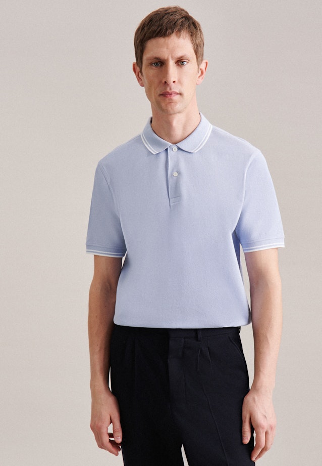 Gerader Schnitt (Normal-Fit) Polo-Shirt Uni in Hellblau |  Seidensticker Onlineshop