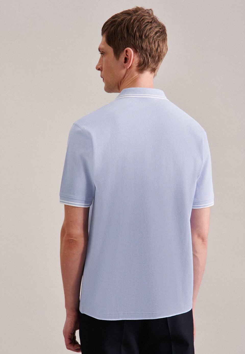 Kragen Polo-Shirt Gerader Schnitt (Normal-Fit) in Hellblau |  Seidensticker Onlineshop