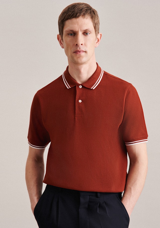 Kragen Polo-Shirt Gerader Schnitt (Normal-Fit) in Orange | Seidensticker Onlineshop