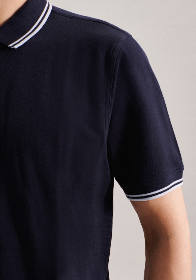 Gerader Schnitt (Normal-Fit) Polo-Shirt Uni in Dunkelblau | Seidensticker Onlineshop