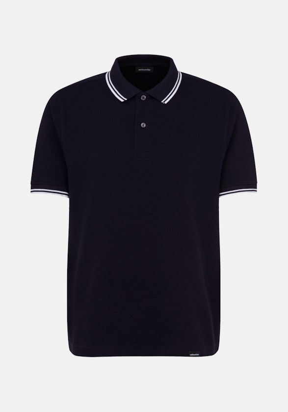 Gerader Schnitt (Normal-Fit) Polo-Shirt Uni in Dunkelblau | Seidensticker Onlineshop