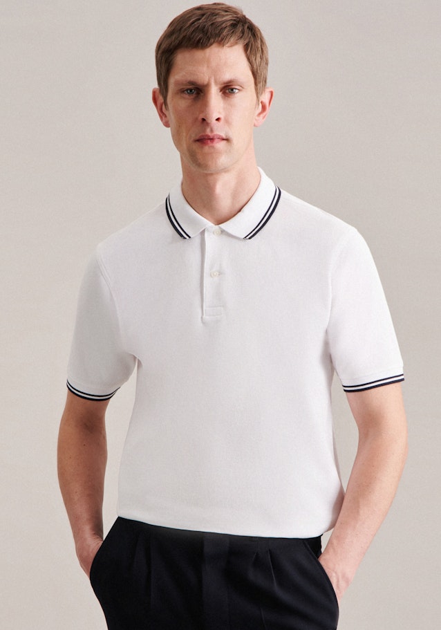 Kragen Polo-Shirt Gerader Schnitt (Normal-Fit) in Weiß | Seidensticker Onlineshop